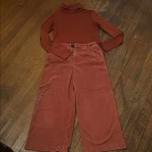 Rust Corduroy Wide-Leg Pants Shirt and Ankle pants